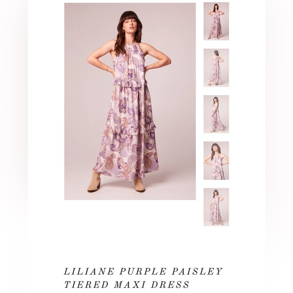 Band of Gypsies Band of the Free Paisley Print Maxi Dress Purple Ivory XS - Picture 4 of 4